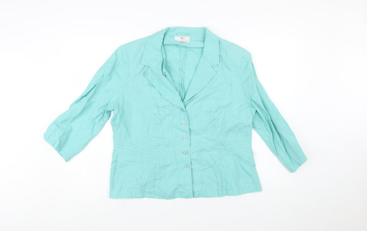CC Women’s Green Linen Single-Breasted Blazer Size 16