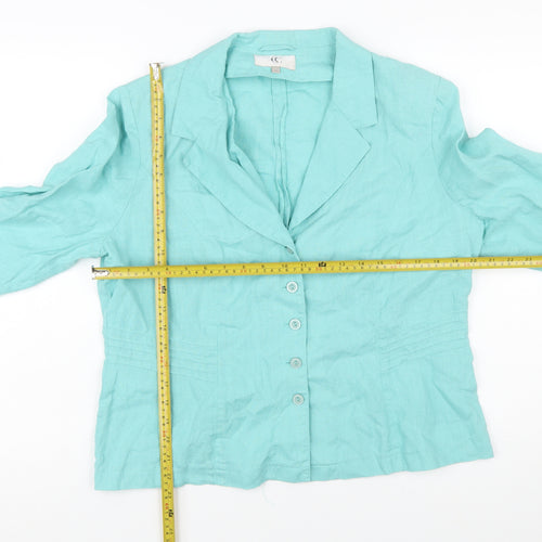CC Women’s Green Linen Single-Breasted Blazer Size 16