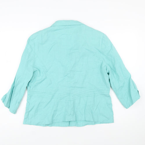 CC Women’s Green Linen Single-Breasted Blazer Size 16