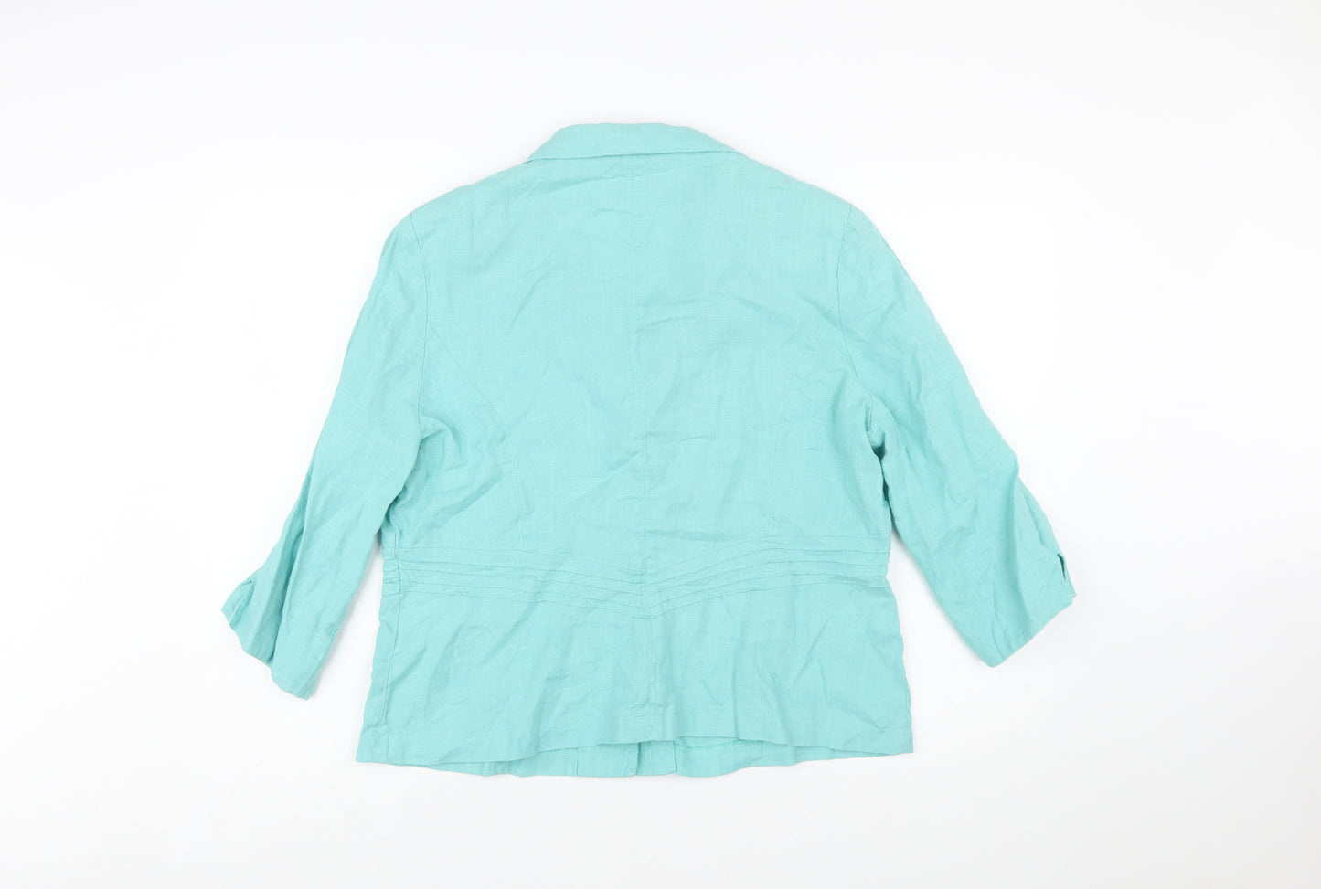 CC Women’s Green Linen Single-Breasted Blazer Size 16