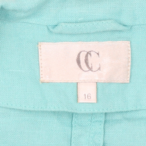 CC Women’s Green Linen Single-Breasted Blazer Size 16