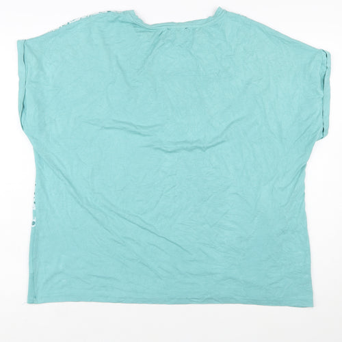 Klass Womens Aqua Blue Lace Detail Short Sleeve Tunic Top XXL