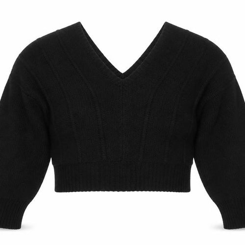 boohoo Women's Black V-Neck Knit Pullover Jumper Size M