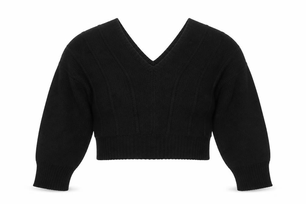 boohoo Women's Black V-Neck Knit Pullover Jumper Size M