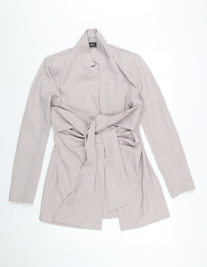 NAANAA Women Beige Belted Long Sleeve Suit Jacket UK 10