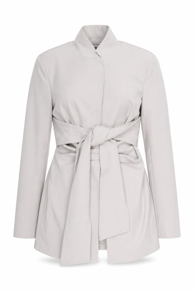 Naanaa Women Beige Belted Long Sleeve Suit Jacket UK 10