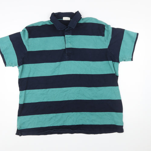 Marks and Spencer Men's Multicoloured 2XL Cotton Striped Polo Shirt