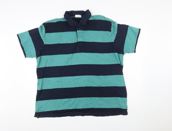 Marks and Spencer Men's Multicoloured 2XL Cotton Striped Polo Shirt