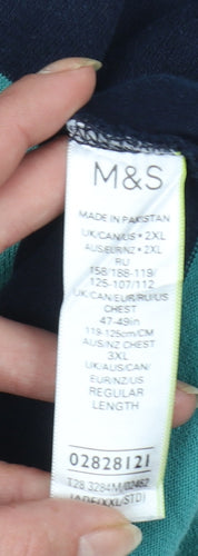 Marks and Spencer Men's Multicoloured 2XL Cotton Striped Polo Shirt