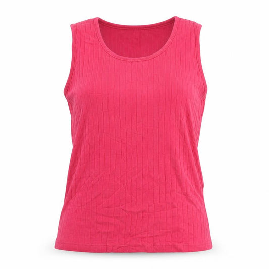 Front view of Long Tall Sally Women's Pink Cotton Sleeveless Tank Top M Tall
