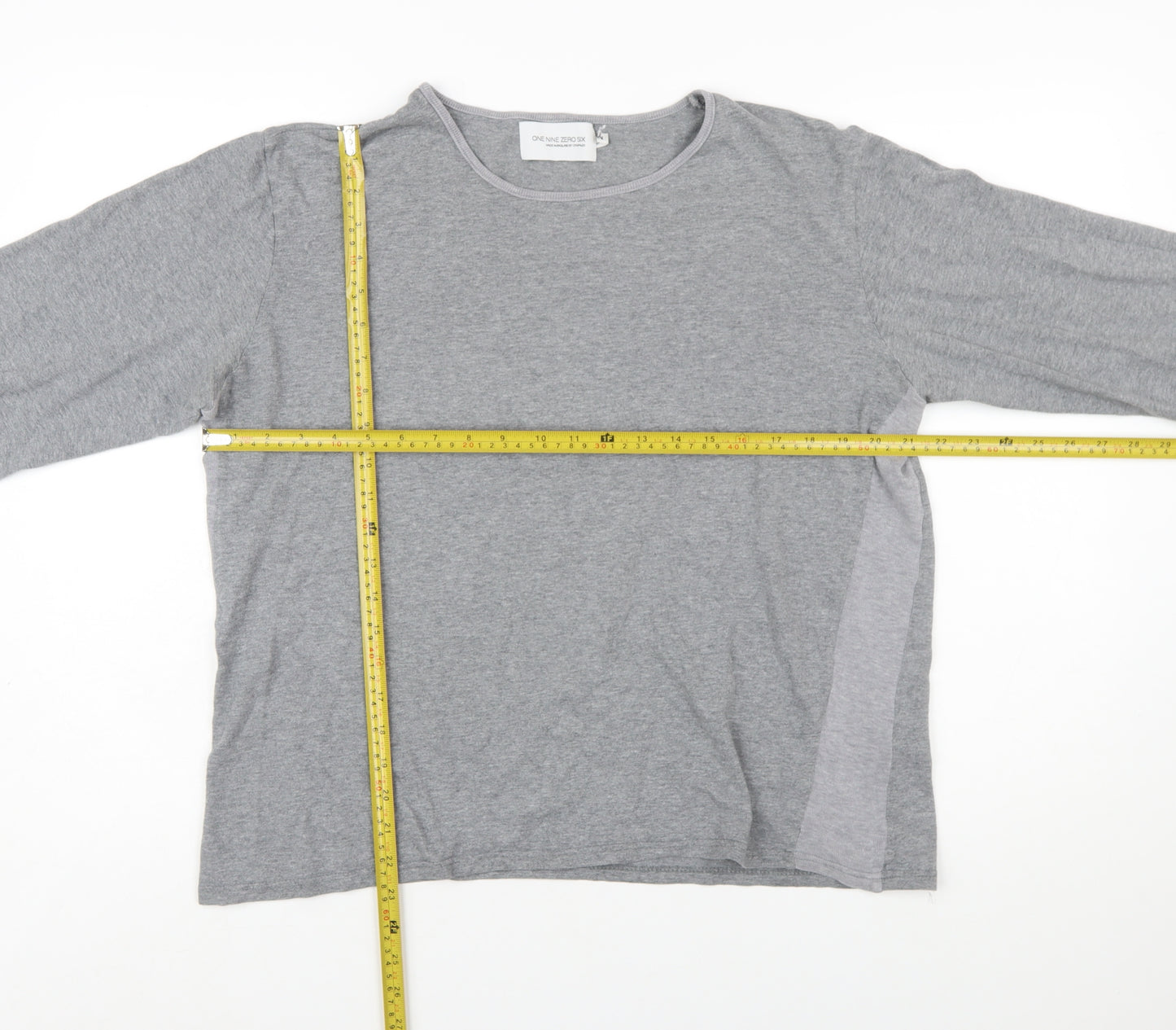 One Nine Zero Six Women's Grey Long Sleeve Basic Cotton T-Shirt Size 2
