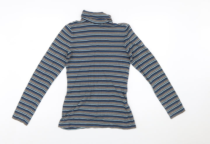Seasalt Cornwall Womens Blue Striped Roll Neck Jersey Top UK 8