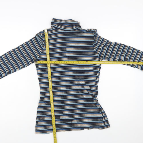 Seasalt Cornwall Womens Blue Striped Roll Neck Jersey Top UK 8