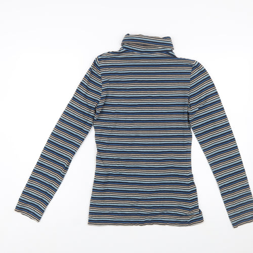 Seasalt Cornwall Womens Blue Striped Roll Neck Jersey Top UK 8