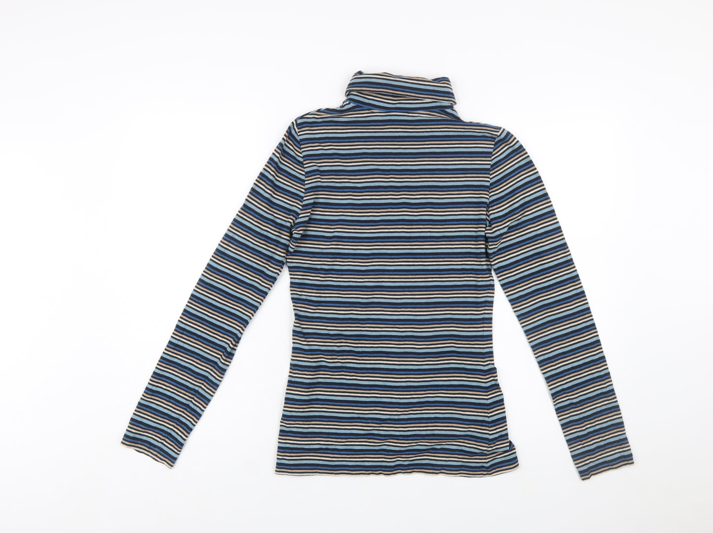 Seasalt Cornwall Womens Blue Striped Roll Neck Jersey Top UK 8