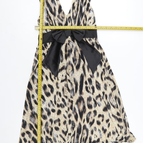 Bay Women Beige Leopard Print Fit & Flare Dress Size 12