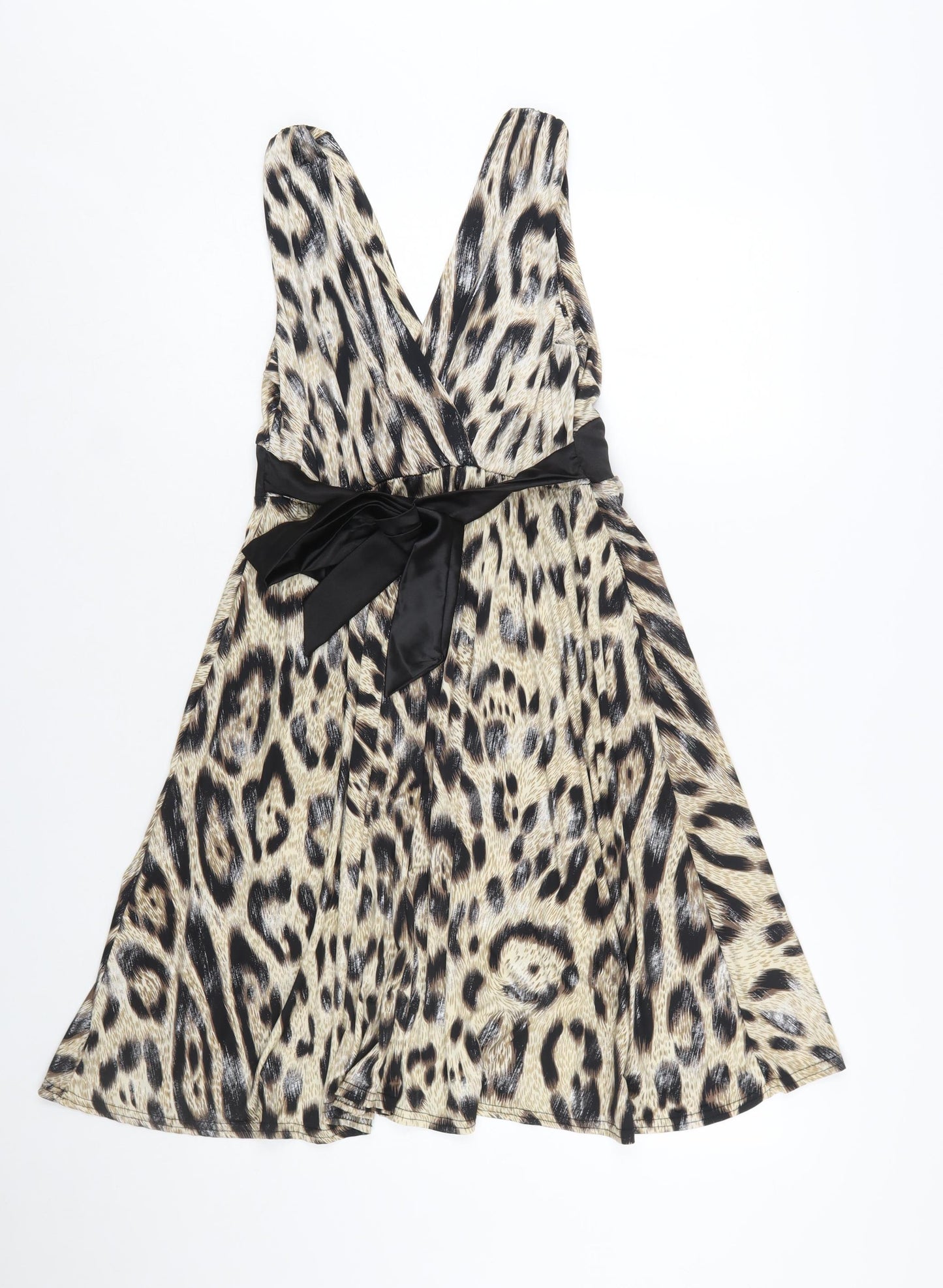 Bay Women Beige Leopard Print Fit & Flare Dress Size 12