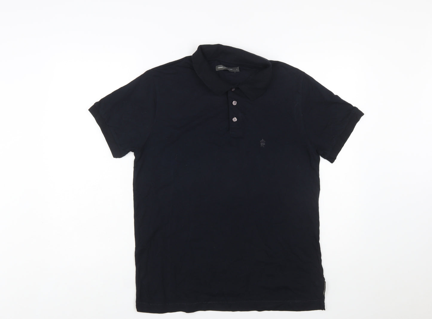 French Connection Men's Black Cotton Polo Shirt Size L