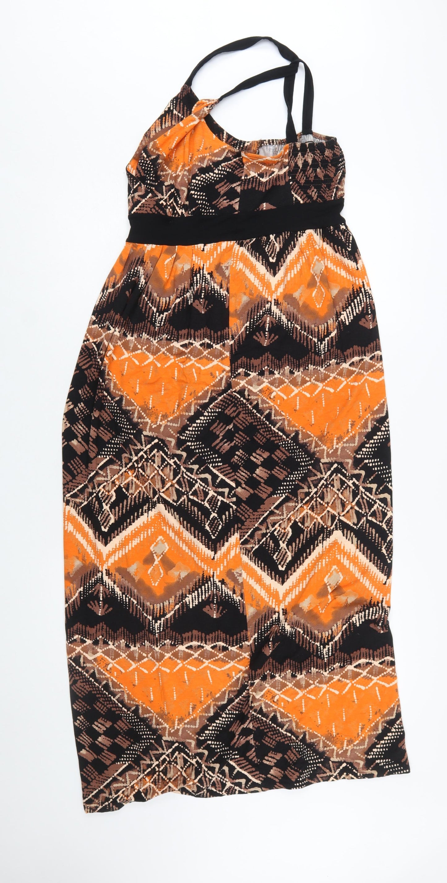 Et Vous Women's Orange Geometric Maxi Halter Dress Size 10