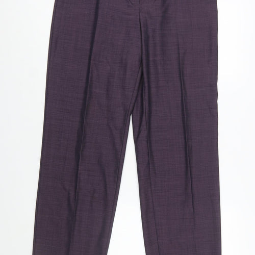 Marks and Spencer Womens Purple Wool Blend Pleated Dress Trousers UK 14