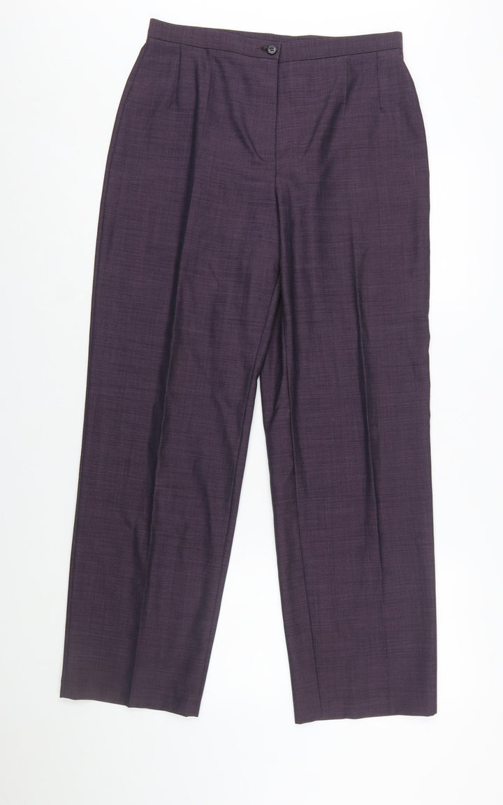 Marks and Spencer Womens Purple Wool Blend Pleated Dress Trousers UK 14