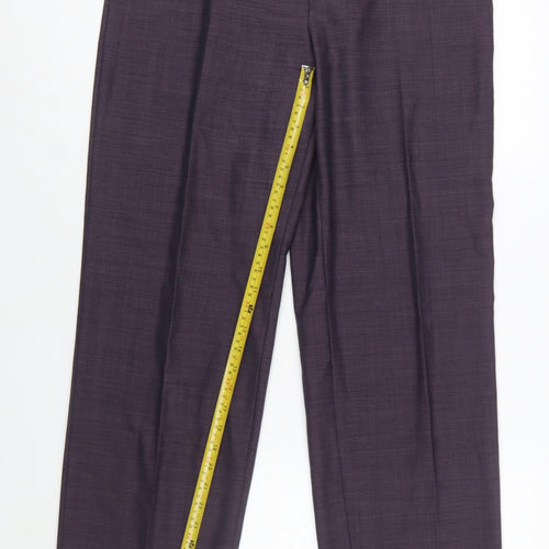 Marks and Spencer Womens Purple Wool Blend Pleated Dress Trousers UK 14