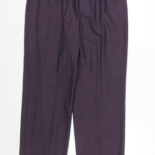 Marks and Spencer Womens Purple Wool Blend Pleated Dress Trousers UK 14