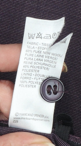 Marks and Spencer Womens Purple Wool Blend Pleated Dress Trousers UK 14
