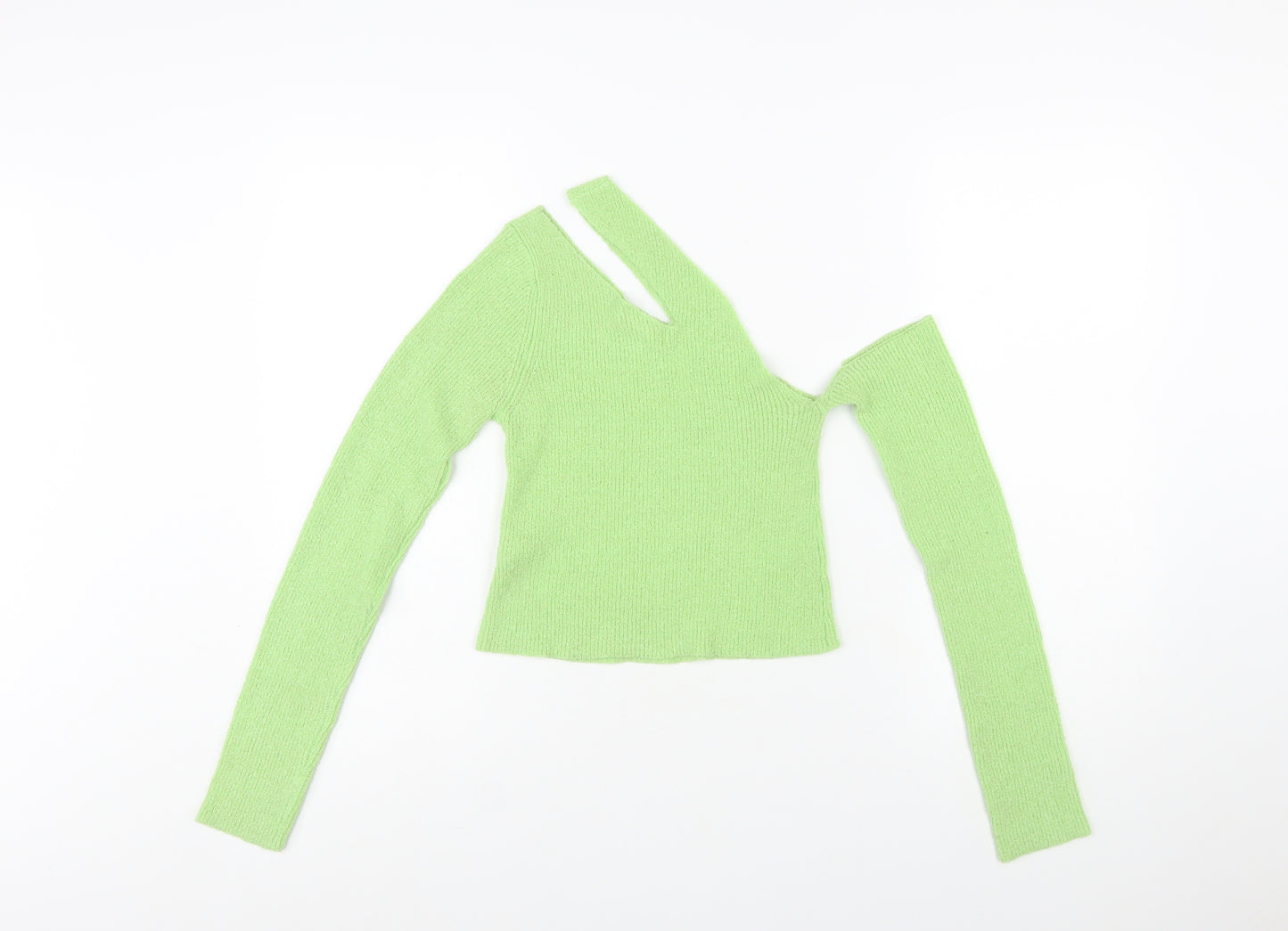 ASOS Women's Green One Shoulder Cropped Knit Top Size 8