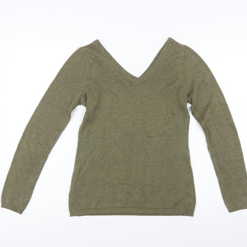 Old Navy Women’s Green V-Neck Long Sleeve Knit Jumper Size M