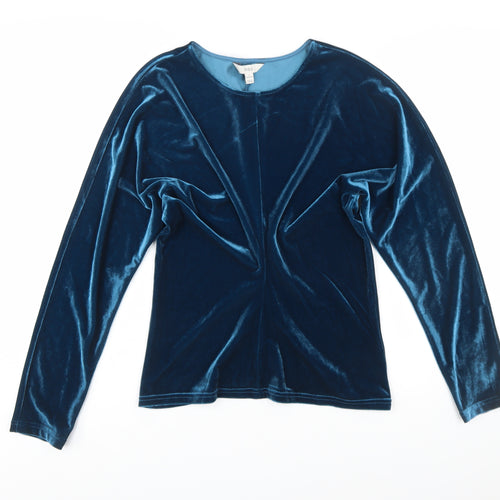 Marks and Spencer Women’s Blue Velvet Long Sleeve Blouse Size 12