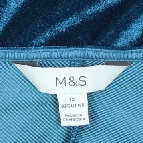 Marks and Spencer Women’s Blue Velvet Long Sleeve Blouse Size 12