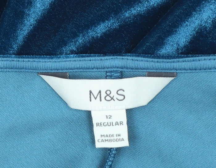 Marks and Spencer Women’s Blue Velvet Long Sleeve Blouse Size 12