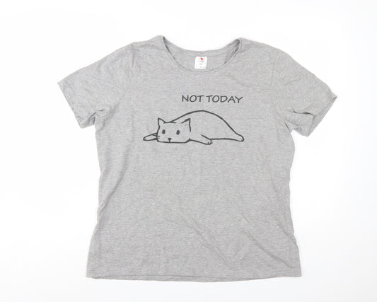 Stedman Women's Grey 2XL Graphic Cat T-Shirt Short Sleeve Casual Top
