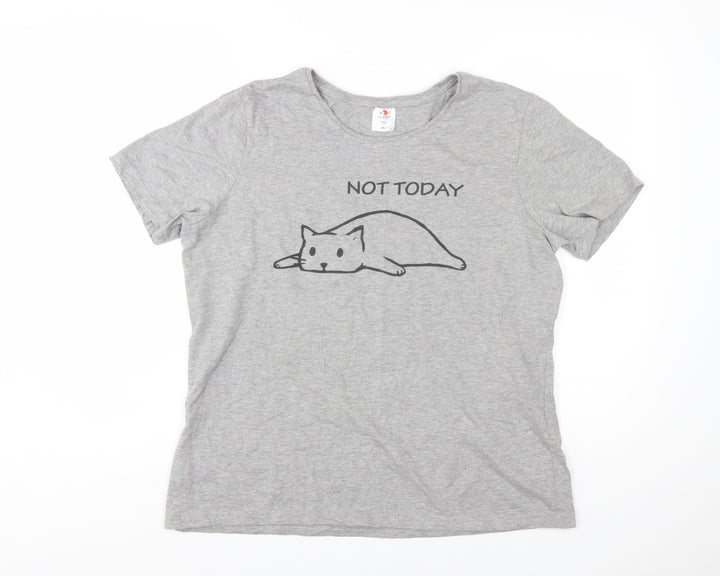 Stedman Women's Grey 2XL Graphic Cat T-Shirt Short Sleeve Casual Top
