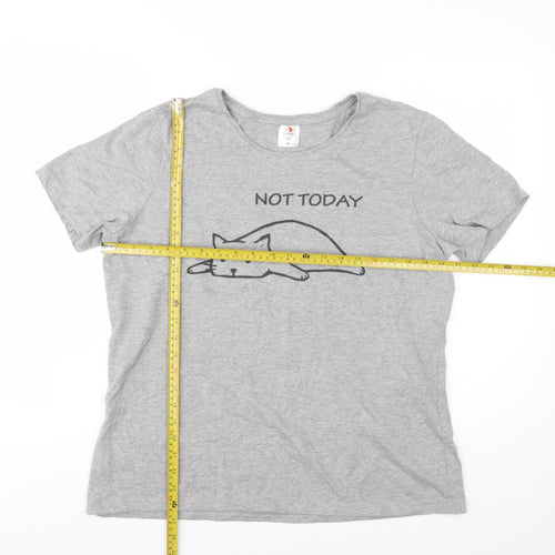 Stedman Women's Grey 2XL Graphic Cat T-Shirt Short Sleeve Casual Top
