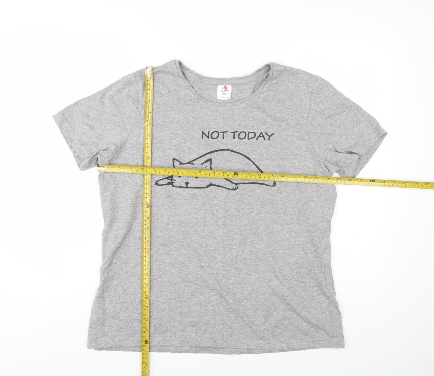 Stedman Women's Grey 2XL Graphic Cat T-Shirt Short Sleeve Casual Top