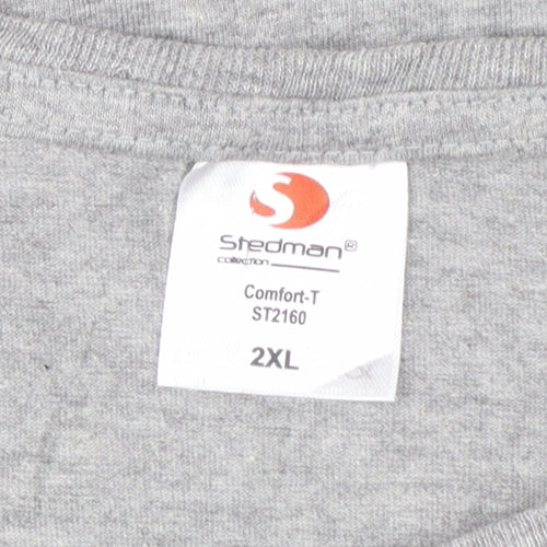 Stedman Women's Grey 2XL Graphic Cat T-Shirt Short Sleeve Casual Top