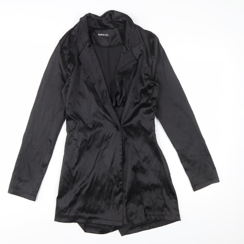 Boohoo Women’s Black Long Sleeve Collared Playsuit Size 8