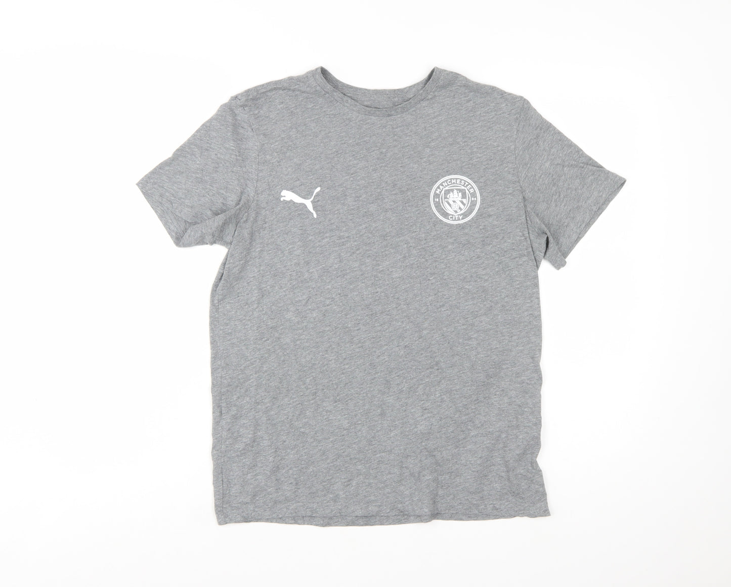Puma Boys Grey Manchester City T-Shirt 15-16 Years Short Sleeve Sports Tee
