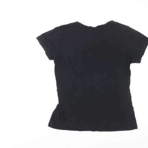 Lee Cooper Womens Black Cotton Basic Short Sleeve T-Shirt Size 12