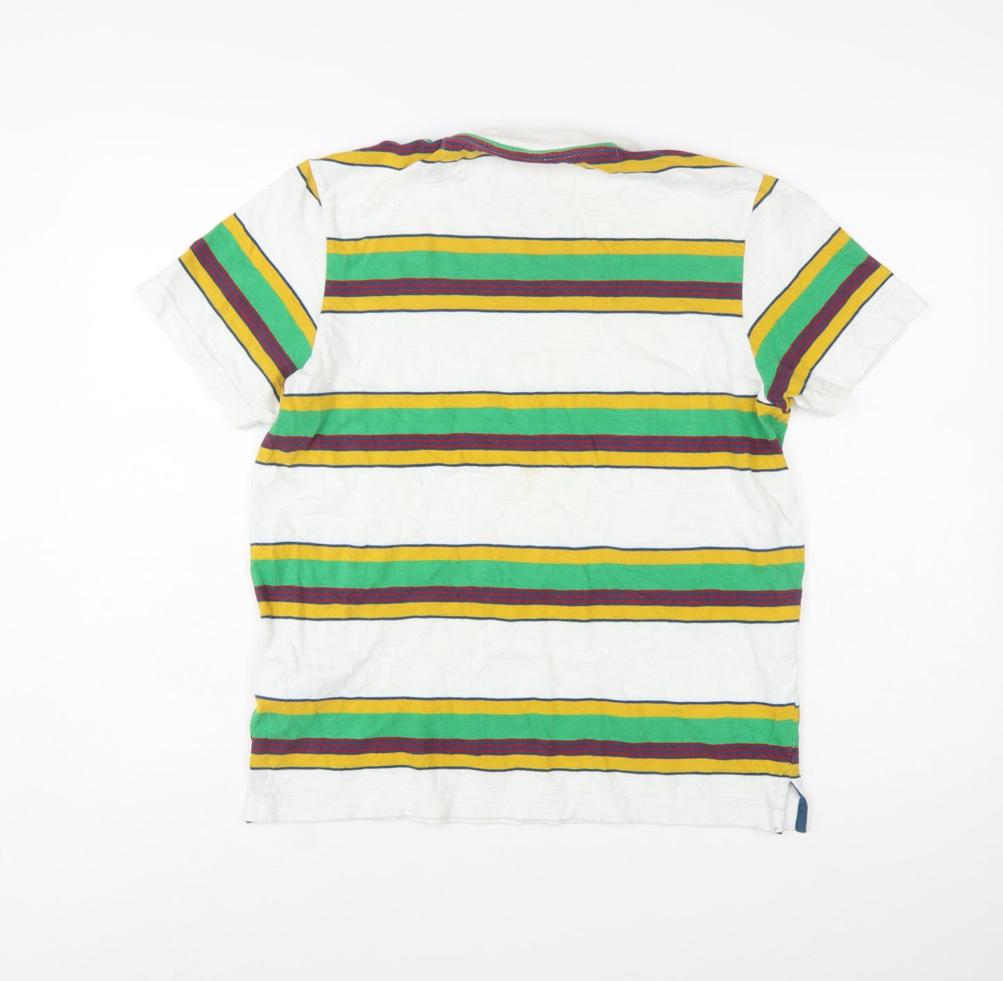 Farah YMC Men's White Multicoloured Striped Cotton T-Shirt Size S