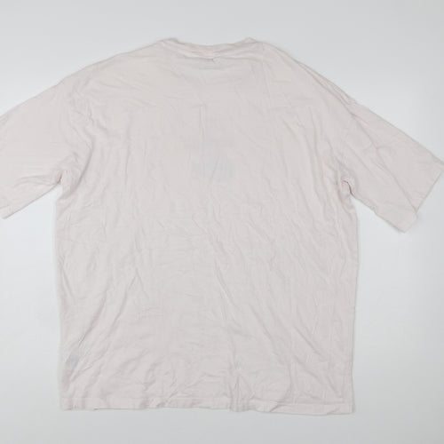 Monki Womens Pink Floral Embroidered Cotton T-Shirt Size S