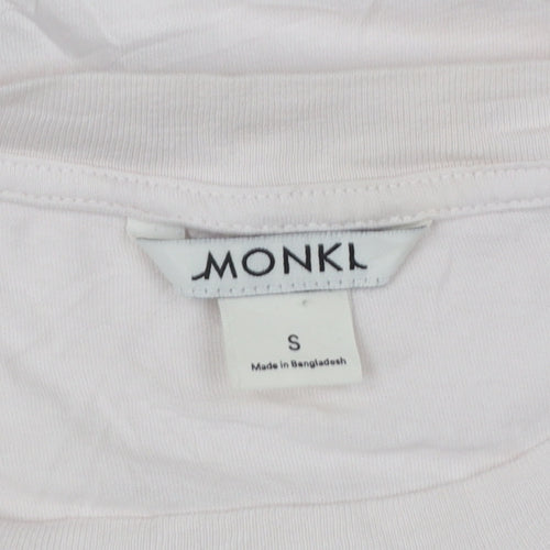 Monki Womens Pink Floral Embroidered Cotton T-Shirt Size S