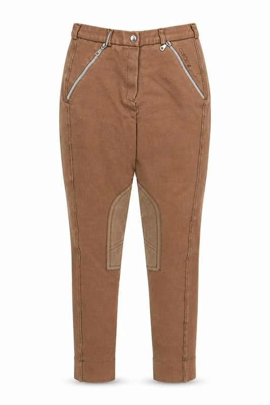 Caldene Womens Brown Jodhpur Riding Leggings Size 6 Stretch Zip Pockets