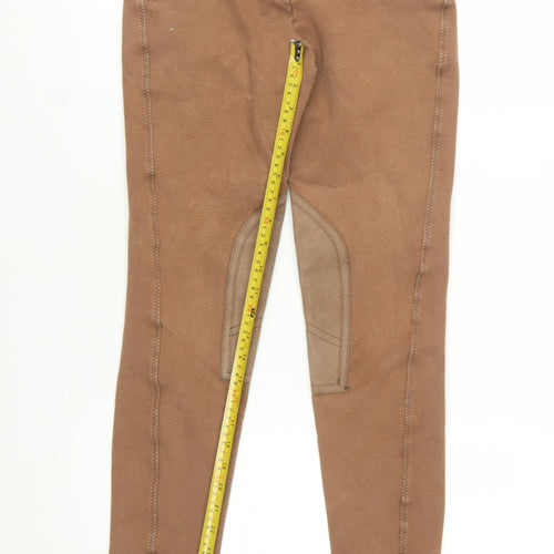 Caldene Womens Brown Jodhpur Riding Leggings Size 6 Stretch Zip Pockets