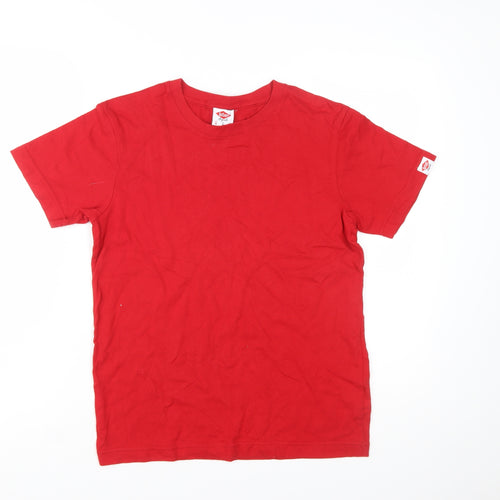 Lee Cooper Men's Red Cotton Crew Neck Short Sleeve T-Shirt M