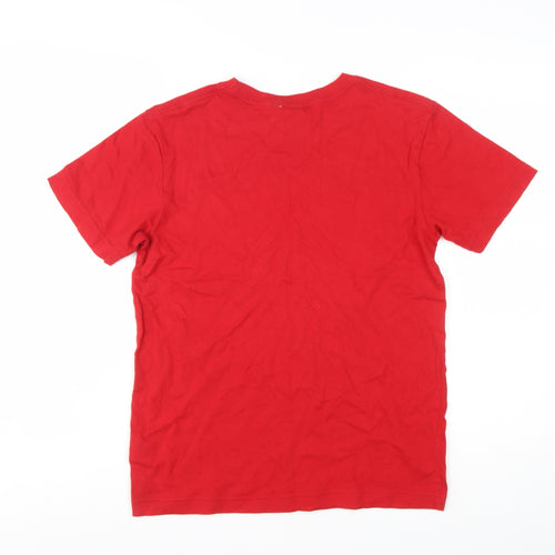 Lee Cooper Men's Red Cotton Crew Neck Short Sleeve T-Shirt M