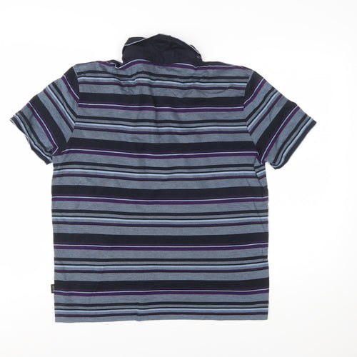 Hugo Boss Men's Blue Striped Regular Fit Cotton Polo Shirt Size M