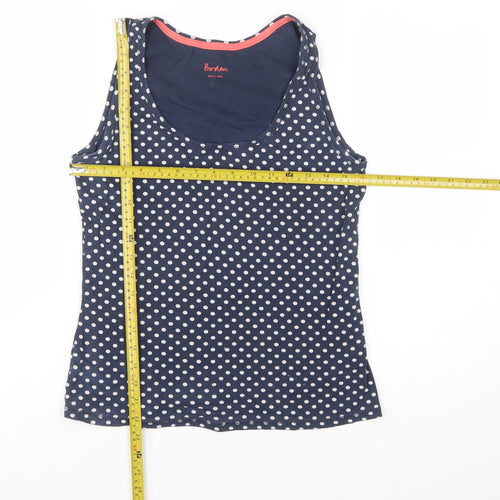 Boden Womens Blue Polka Dot Cotton Tank Top UK 12